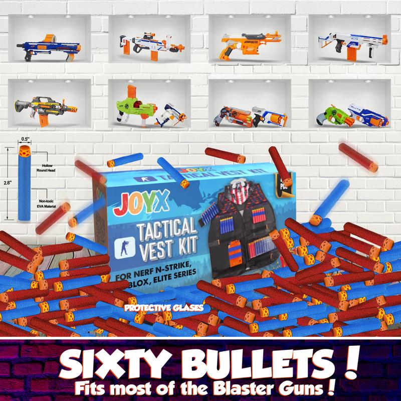 JoyX Tactical Vest Kit Compatible with Nerf Guns for Boys N-Elite Series with 40 Foam Darts for Gun Holster Protective Action Gear