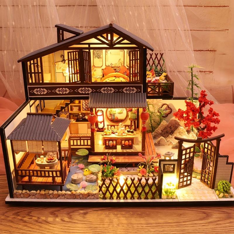 DIY Wooden House Assembly Kit, Miniature House Kit, Creative Room Bedroom Decoration with Furniture, DIY Handmade 3D Gift