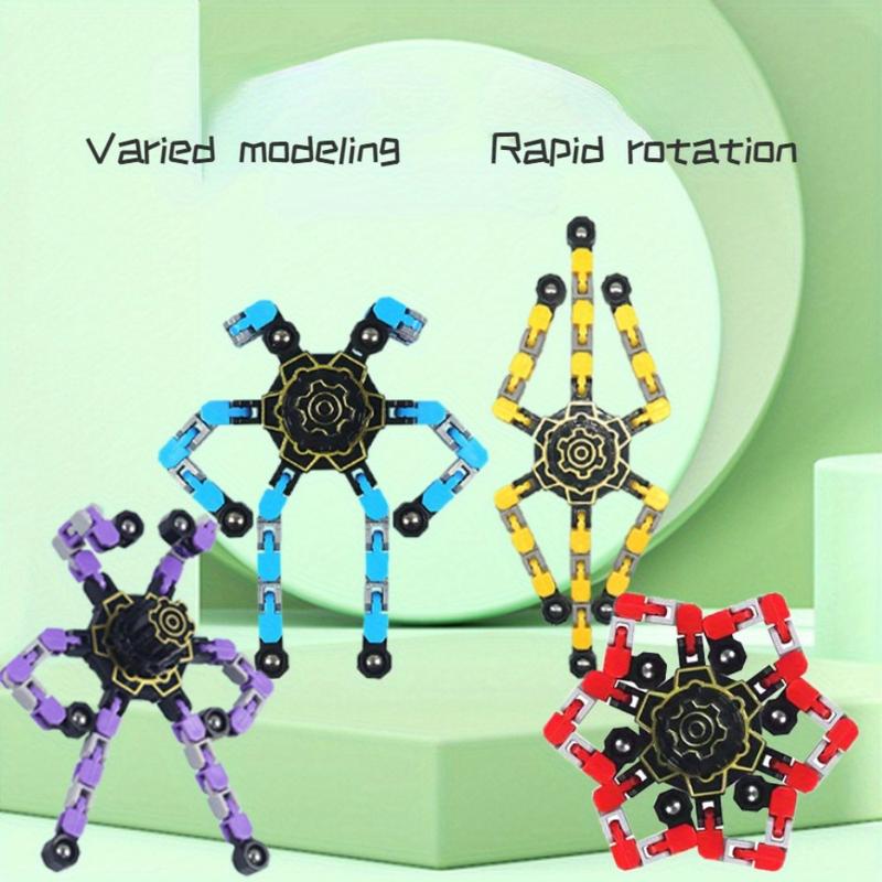 Finger Toy Fidget toys Transformable Spinners Funny Toys Transformable Chain Robot DIY Deformation Robot Mechanical Spinners For Teens Adults Halloween Christmas Gifts