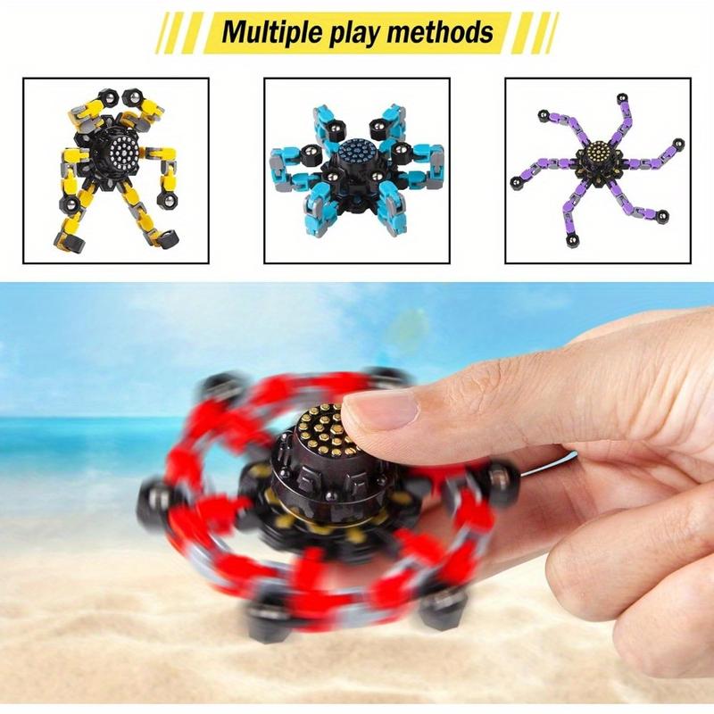 Finger Toy Fidget toys Transformable Spinners Funny Toys Transformable Chain Robot DIY Deformation Robot Mechanical Spinners For Teens Adults Halloween Christmas Gifts