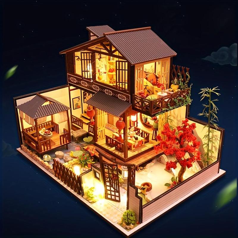 DIY Wooden House Assembly Kit, Miniature House Kit, Creative Room Bedroom Decoration with Furniture, DIY Handmade 3D Gift