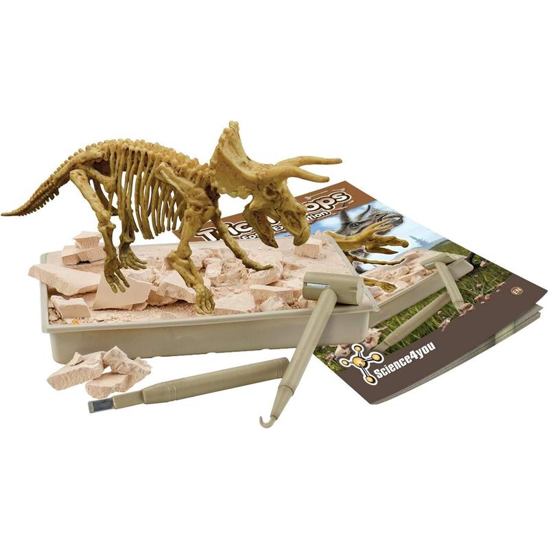 Science4you - Triceratops Fossil Digging Kit for Kids - Excavate and Assemble 10 Dinosaur Fossiles, Dinosaur Toys for Boys and Girls Age 6+, Dino Games, Dinosaur Gifts for 6+ Year Old Boys and Girls