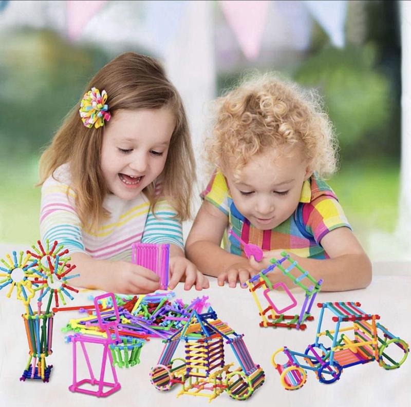 1054Pcs Building Toy Building Blocks Bars Different Shape Educational Construction Engineering Set , Interlocking Creative Connecting Kit, Great STEM Toy for Both Boys and Girls