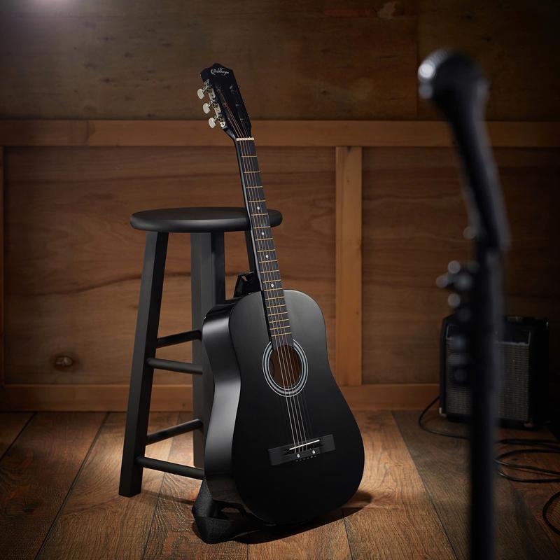 38-Inch Beginner Acoustic Guitar Starter Package, Black - Zini US