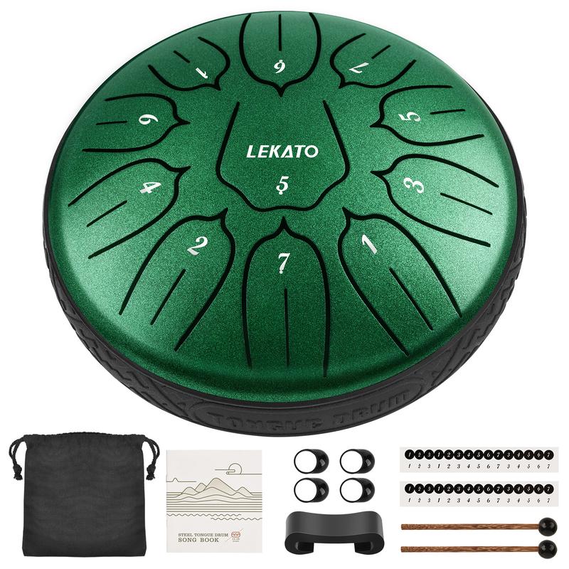 LEKATO Steel Tongue Drum Kit, 6 Inch 11 Notes Handpan Drum Percussion Set, for Adult Child Musical Education Zen Meditation Yoga Deep Sleep,Music Player Beginner Song Writer,Girl Boy Friend Kid Music Fun Relax Christmas Gift