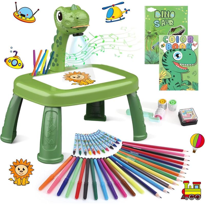 Dinosaur Drawing Projector Table Set for Kids Boys Include Dinosaur Art Supplies, Doodle Sketcher Table Kit Tracing and Painting Projection Christmas