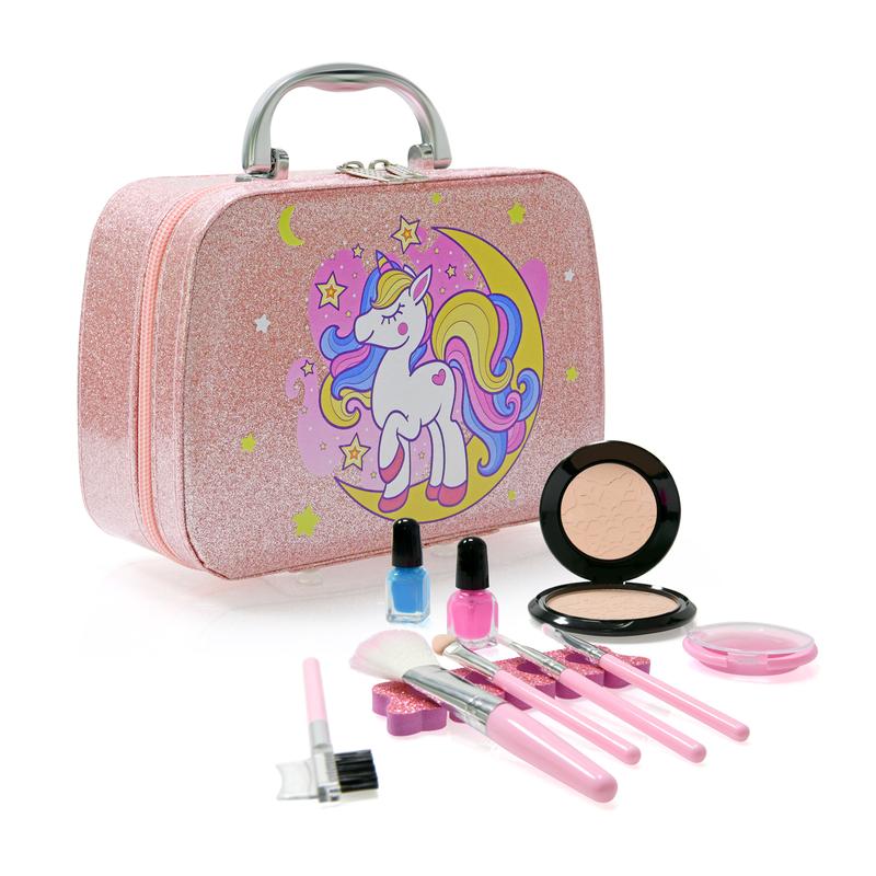 Contixo Pretend Play Kids Makeup Set w  Sparkle Unicorn Purse, Girl Toys for Ages 3+, Brushes, Nail Polish, Blush & Built-In Mirror, Safe & Non-Toxic christmas toy