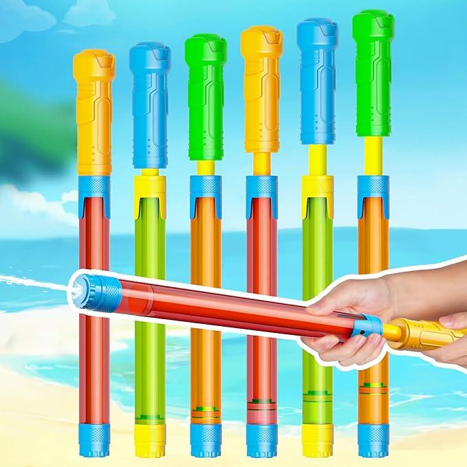 JQTOYD Water Toy - 6 PCS 16.5'' Super Water Soakers Squirters, Shoots Water Up to 40 Feet for Kids & Adults, Safe & Non-Toxic Pool Party Favors