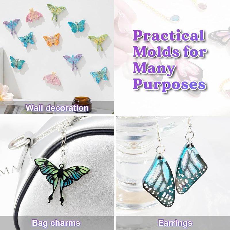 Resin Earring Molds, 2 Count Resin Molds Silicone with Butterfly Moth Wings Shapes, Silicone Molds for Resin Jewelry, DIY Art Craft - LET'S RESIN