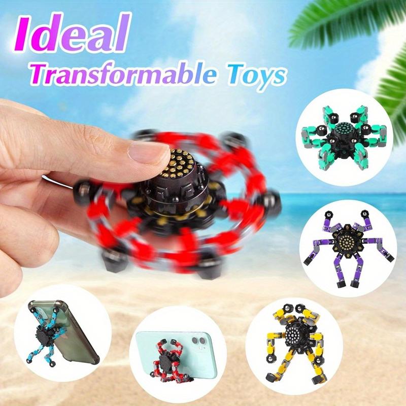 Finger Toy Fidget toys Transformable Spinners Funny Toys Transformable Chain Robot DIY Deformation Robot Mechanical Spinners For Teens Adults Halloween Christmas Gifts