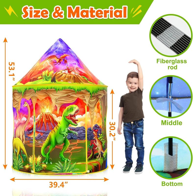 Dinosaur-Themed Kids Play Tent with Roar Speaker & Flashlight – Perfect Indoor Playhouse for Boys and Girls