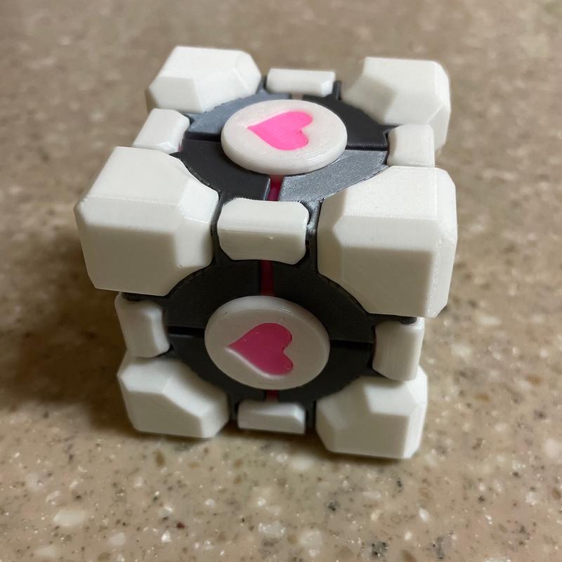 3D Printed Portal 2 Weighted Companion Cube