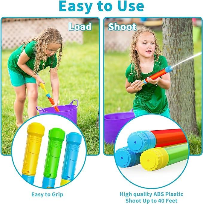 JQTOYD Water Toy - 6 PCS 16.5'' Super Water Soakers Squirters, Shoots Water Up to 40 Feet for Kids & Adults, Safe & Non-Toxic Pool Party Favors