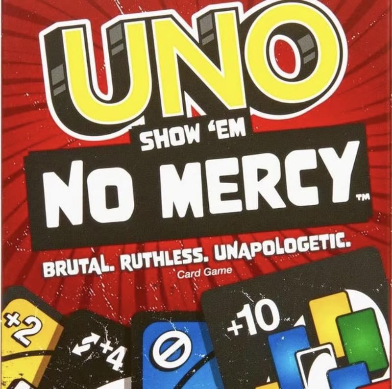 UNO, Show 'em No Mercy, Game & Card, kids Adults, Family Night, 2-10 Players, Iconic Characters, Engaging Gameplay, Develop Strategies & Skills Sticker