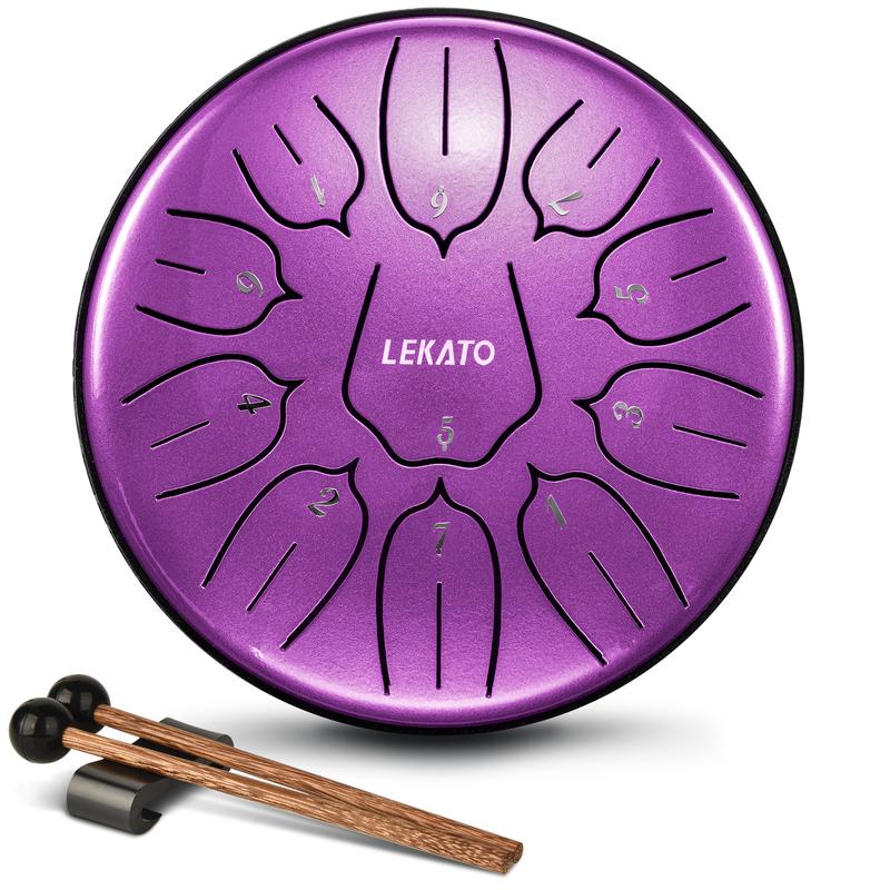 LEKATO Steel Tongue Drum Kit, 6 Inch 11 Notes Handpan Drum Percussion Set, for Adult Child Musical Education Zen Meditation Yoga Deep Sleep,Music Player Beginner Song Writer,Girl Boy Friend Kid Music Fun Relax Christmas Gift