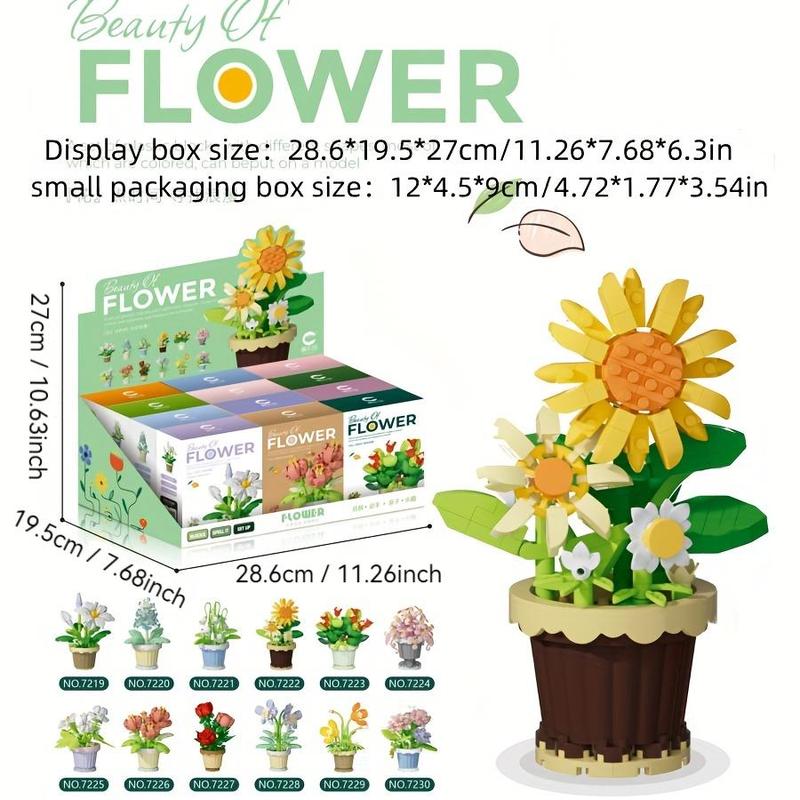 Flower Pot Series Building Blocks, 1 Set DIY Flower Pot Building Blocks, Creative and Educational Building Blocks for Boys & Girls