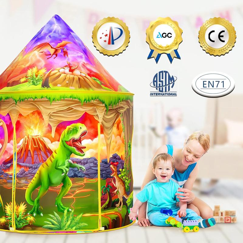 Dinosaur-Themed Kids Play Tent with Roar Speaker & Flashlight – Perfect Indoor Playhouse for Boys and Girls