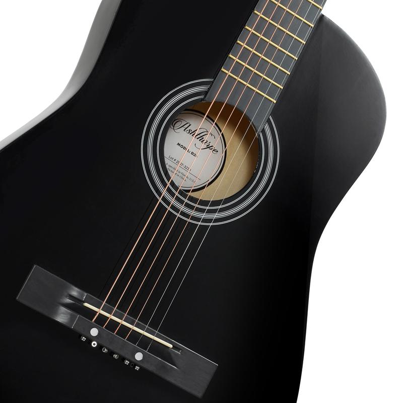 38-Inch Beginner Acoustic Guitar Starter Package, Black - Zini US