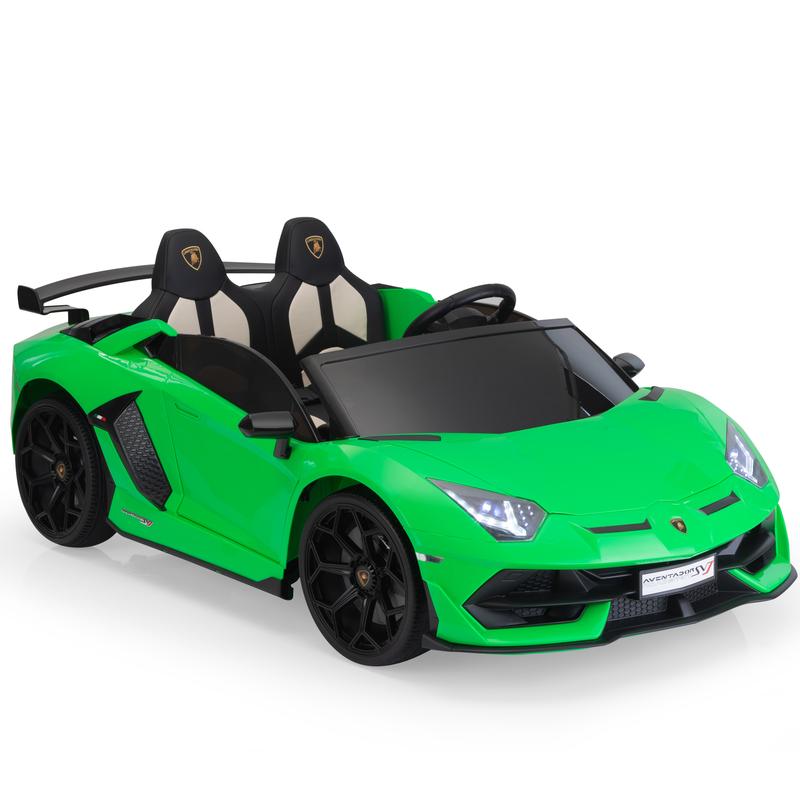 24V Extra Large Kids Ride On, 4 Wheel Electric Car, Battery Powered Drift Car with Double PU Seats, Remote Control, High-Low Speed, LED Lights, MP3, USB, Toy Gift for 3-8 Years Olds, Green