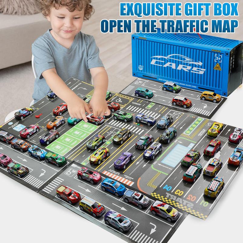 48-Piece Pull-Back Car Toy Set with Storage Box – Race Car Collection for Boys and Girls – Fun Toy Cars for Kids