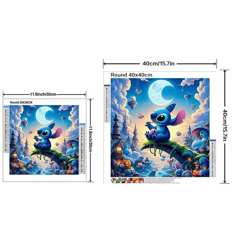 Cartoon Stitch Pattern Diamond Arts Colorful Painting Kit, DIY 5D Diamond Arts Crafts without Frame, Wall Art Decoration for Home