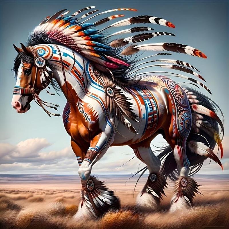 Horse Pattern DIY Diamond Arts Colorful Painting Kit without Frame, 5D Diamond Arts Colorful Painting Kit, Wall Art Decor for Home Living Room Bedroom