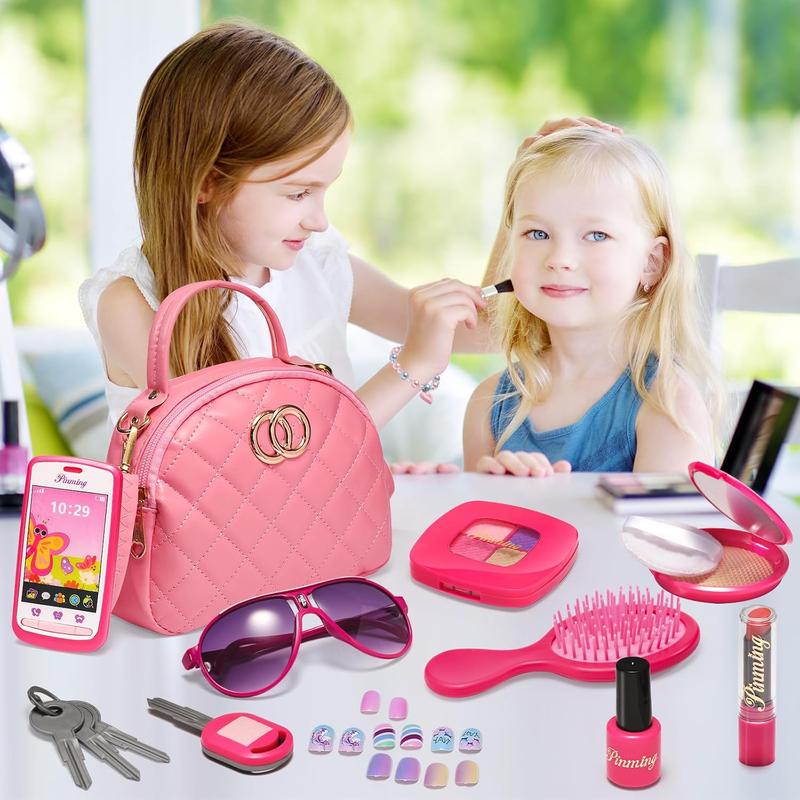 Toddler Girl Pretend Play Handbag with Accessories and Princess Kit for 3-6 Year Olds - Perfect Pink Christmas Gift for Kids