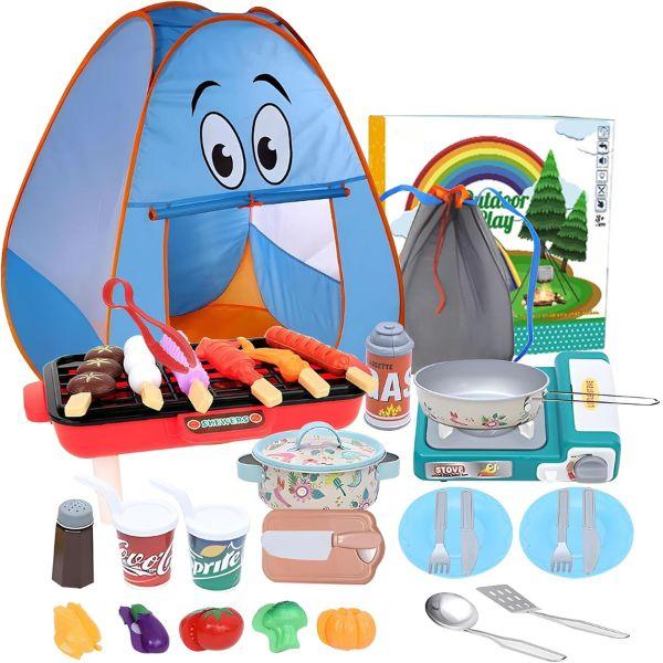 Kids Camping Set with Tent and Toys - Outdoor Camping Equipment for Children Pretend Play Campfire Kit, and Camping Tool Set for Boys & Girls Kids