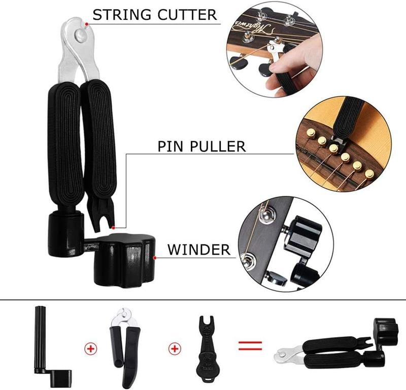 Guitar Accessories Kit with Guitar Strings,Guitar Tuner,Guitar Capo,3-in-1 Restring Tool,Pick Holder,Guitar Picks,Finger Protectors,Thumb Finger Picks, Guiter Bridge Pins,Guitar Nuts,Guitar Saddles