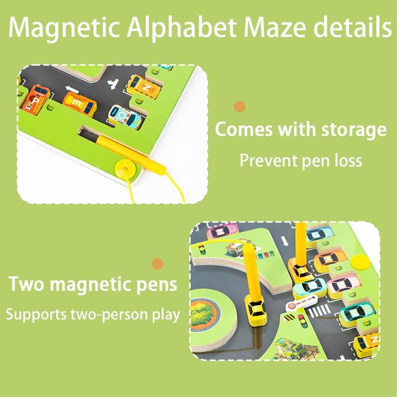 Magnetic Alphabet Maze,Montessori Fine Motor Skills Toys for 3+ Year Old Boys and Girls, Two-Player Battle Mode，Sensory Toys for Toddlers, Parent-Child Activities