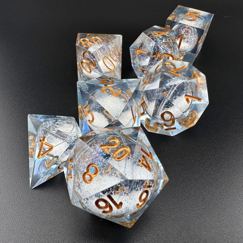 MinMax Misfits Aurora's Maelstrom Liquid Core Resin Polyhedral DnD Dice Set for Dungeons & Dragons (7 Pieces) | Tabletop RPGS |  | TTRPGs