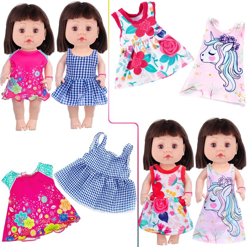 10 sets of baby doll clothes and accessories for a 12 inch baby girl doll, the set includes dresses, t-shirts, pants, jumpsuits, swimwear(No Doll)