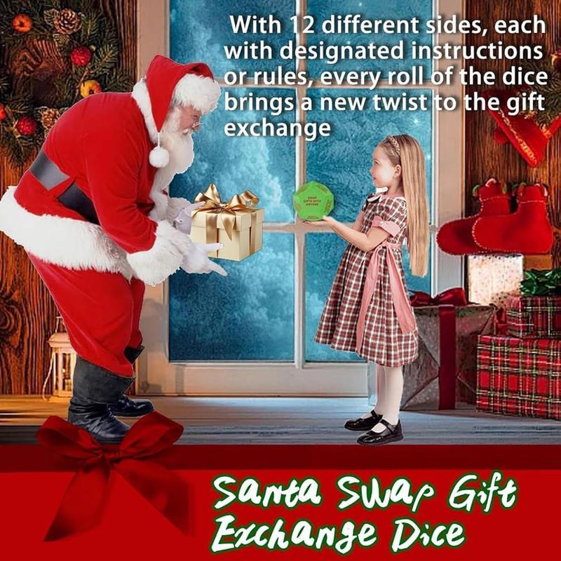 [CHRISTMAS DEAL 2024] Santa Swap Gift Exchange Dice, Exchange Dice Game, 12 Different Sides Christmas Party Gift Swap Dice