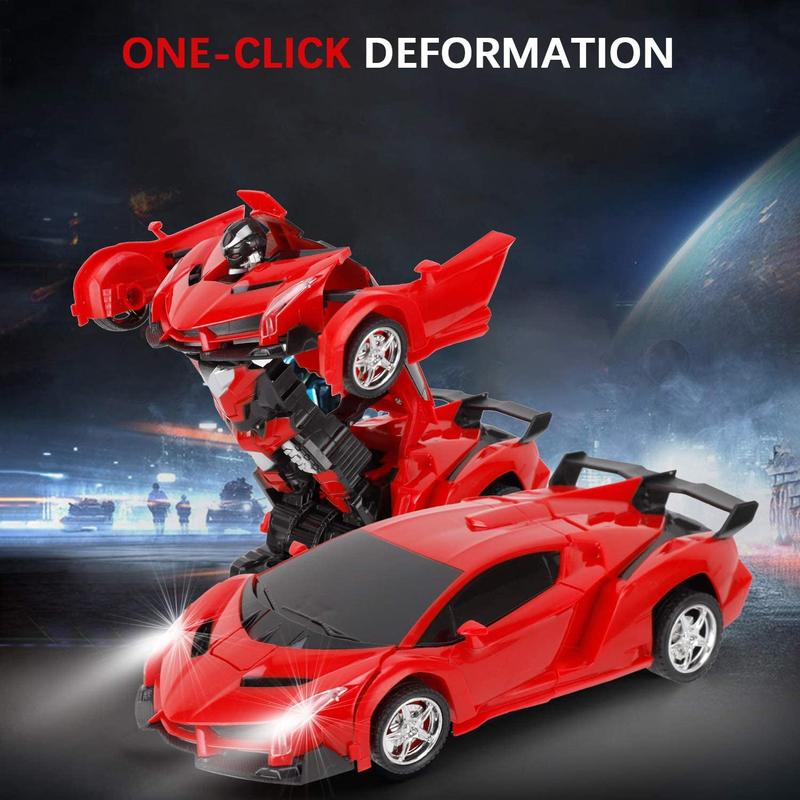 2-in-1 Transformer Model Car Toys for 4 5 6 7 8 Year Old Boys, 360° Rotation, One-Button Deformation Remote Control Car Toys for Kids Christmas Gifts