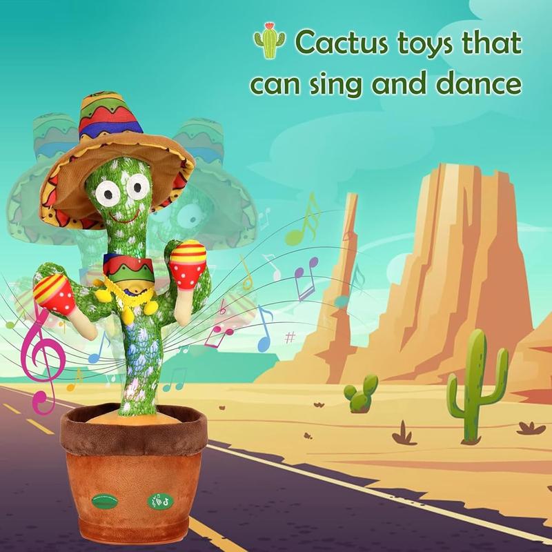 Singing Cactus Toy, Talking Repeating What You Say, Funny Electric Dancing Plush Interactive Toy Figures Educational Toys