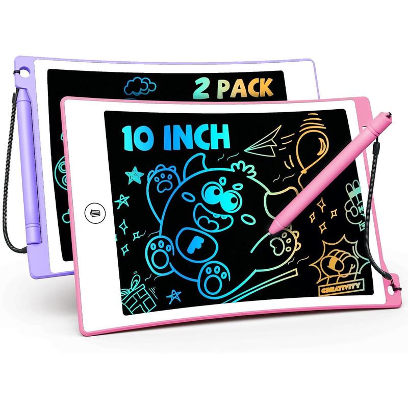 10in 2 Pack LCD Writing Tablet Coloring Doodle Board Drawing Sketch Pad for Kids with Anti-Lost Stylus, Car Trip Educational Kids Toys Birthday for 3 4 5 6 7 Girls Toddlers