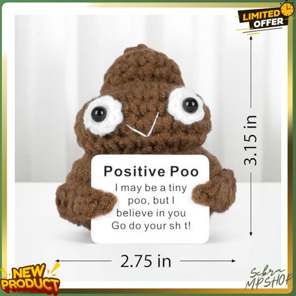 Funny Positive Poo, Cute Crochet Potato Partner Toy with Positive Card Cheer Up Funny Gag Gifts for Best Friend Birthday Housewarming Women Teacher Fall