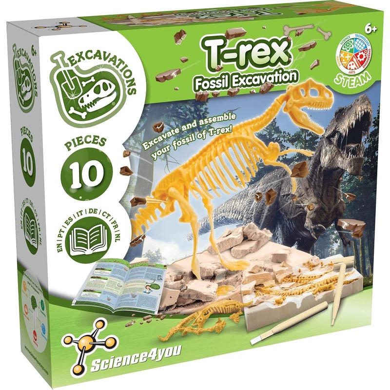 Science4you - Triceratops Fossil Digging Kit for Kids - Excavate and Assemble 10 Dinosaur Fossiles, Dinosaur Toys for Boys and Girls Age 6+, Dino Games, Dinosaur Gifts for 6+ Year Old Boys and Girls