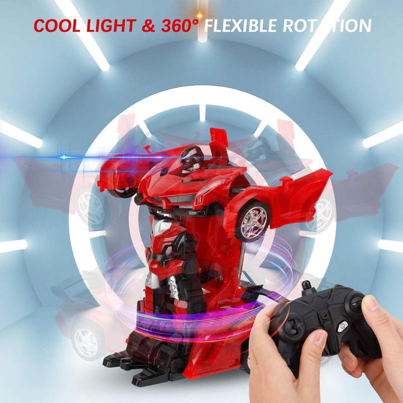 2-in-1 Transformer Model Car Toys for 4 5 6 7 8 Year Old Boys, 360° Rotation, One-Button Deformation Remote Control Car Toys for Kids Christmas Gifts