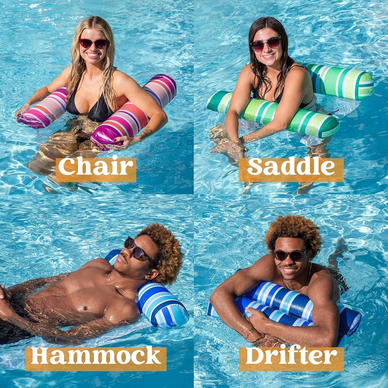 2 Pack Pool Floats for Adults, Multi-Purpose Pool Float: Saddle, Lounge Chair, Hammock, Drifter - Water Hammock for Adults in Swimming Pools