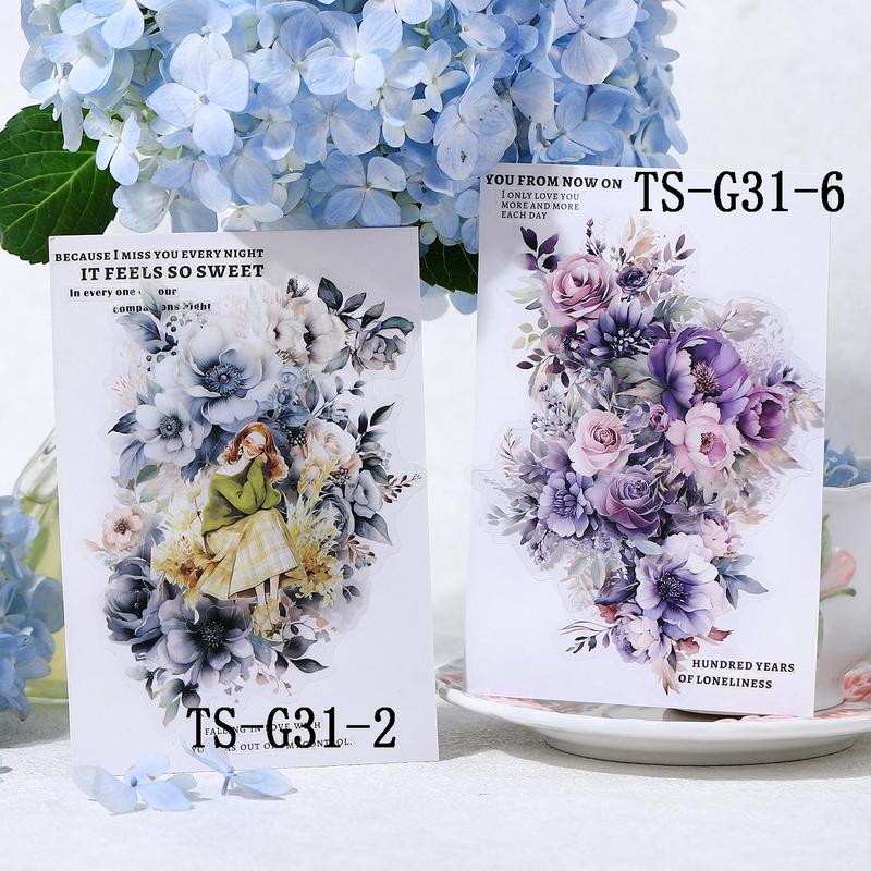 Flower Pattern Sticker, 20pcs pack Watercolor Flower Sticker, DIY Decorative Sticker for Scrapbooking & Journal Making, Christmas Gift