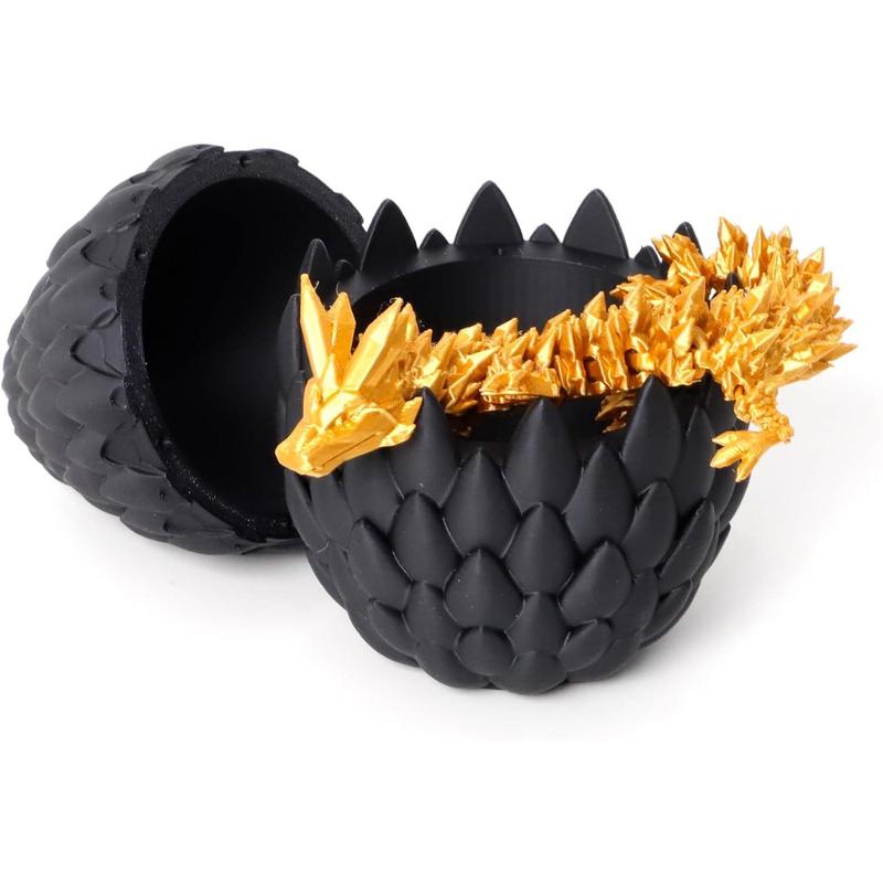 Dragon Egg- Gold - Surprise Egg with Flexible Pearly Sheen Dragon, 3D Printed Gift Toy, Figurine Decor