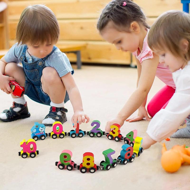 Montessori Toys 12 PCS Number Train Toys for 3 4 5 Year Old, Wooden Stronger Magnet Train Set Toy for Boys Girls Christmas Train