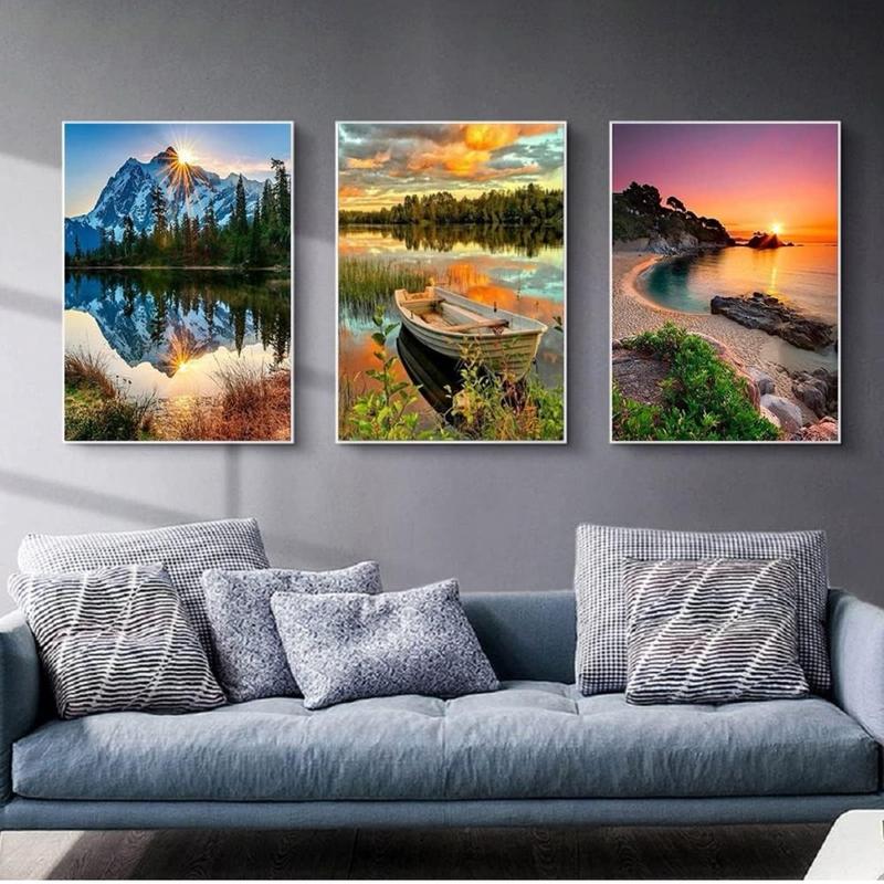 6 Pack Paint by Numbers for Adults Kids Beginner, Adult DIY Landscape Oil Painting for Home Wall Decor 12X16 Inch