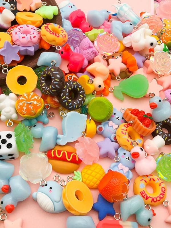 Mixed Color Cute Cartoon Animal & Food & Fruit Design Beaded (10 20pcs), DIY Jewelry Accessories for Bracelet & Necklace & Earrings for Women & Girls