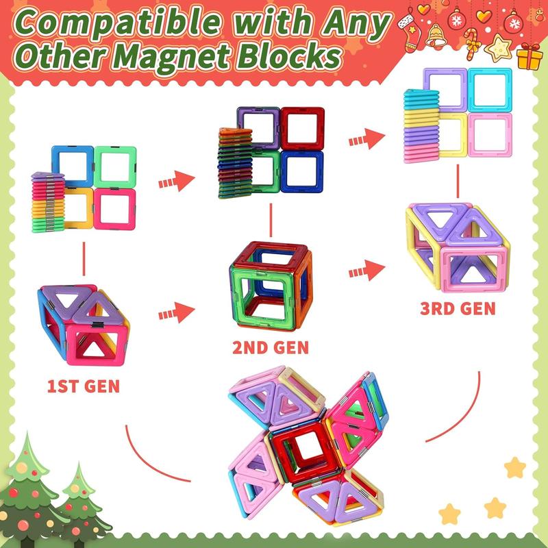 Christmas Toddler Girl Toys, Magnetic Tiles Basic Set, Birthday Gifts Ideas for Girls Age 3-5, Magnetic Building Blocks, Magnet STEM Montessori Toddler Kids Toys Gifts for 3 4 5 6 7 Year Old Girls