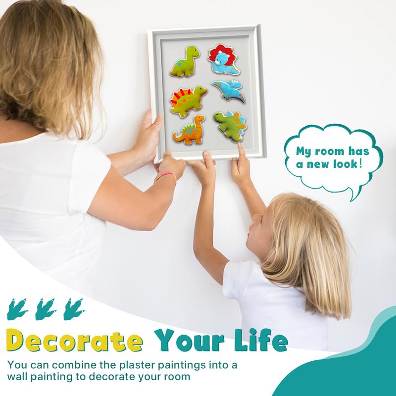 KIDDYCOLOR Kids Arts & Crafts Plaster Painting Craft Kit Art Set - Decorate Your Dinosaurs and Create Your own Dinosaur World as a Gift for Toddler 3-12