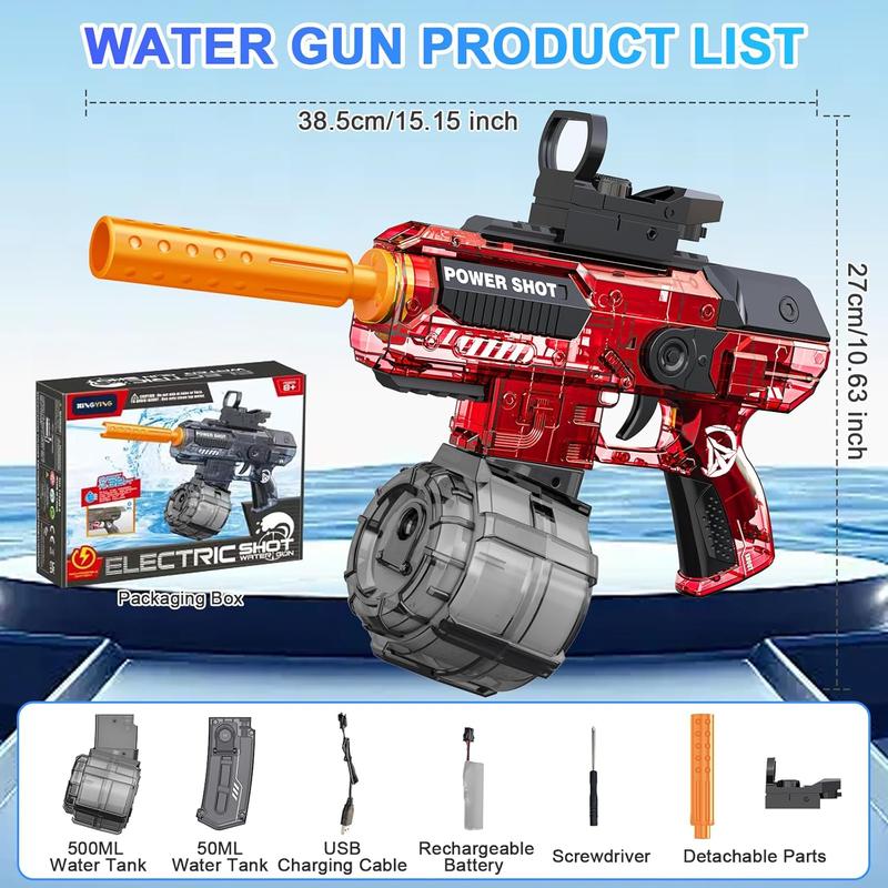 Electric Water Guns for Adults Kids, Full Auto Water Pistol with up to 26 Ft Long Range, Strongest Water Blaster IP67 Waterproof, Squirt Gun for Kids Ages 8-12 Outdoor Beach Party