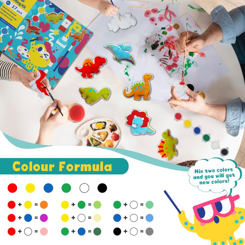 KIDDYCOLOR Kids Arts & Crafts Plaster Painting Craft Kit Art Set - Decorate Your Dinosaurs and Create Your own Dinosaur World as a Gift for Toddler 3-12