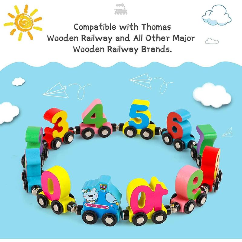 Montessori Toys 12 PCS Number Train Toys for 3 4 5 Year Old, Wooden Stronger Magnet Train Set Toy for Boys Girls Christmas Train